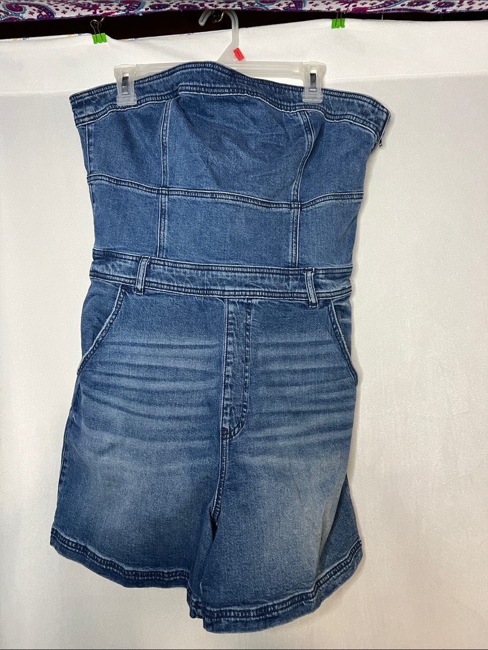 American Eagle Size 14 Denim Strapless Women’s One-Piece Romper - Blue